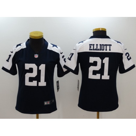 Women's Dallas Cowboys #21 Ezekiel Elliott Navy Blue Vapor Untouchable Limited Stitched NFL Jersey