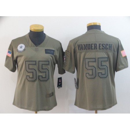 Women's Dallas Cowboys #55 Leighton Vander Esch 2019 Camo Salute To Service Stitched NFL Jersey