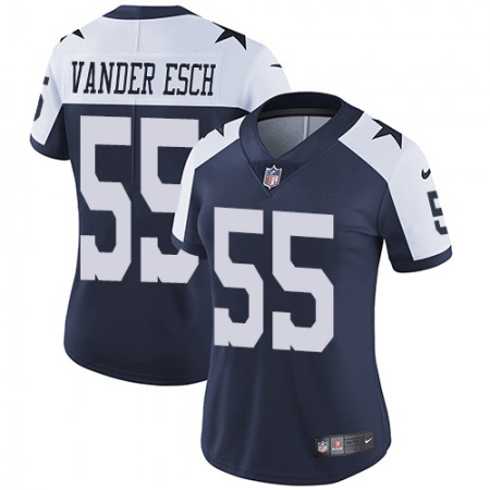 Women's Dallas Cowboys #55 Leighton Vander Esch Navy Thanksgiving Limited Stitched Jersey(Run Small