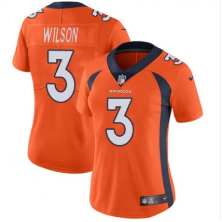 Women's Denver Broncos #3 Russell Wilson Orange Vapor Limited Stitched Jersey(Run Small)