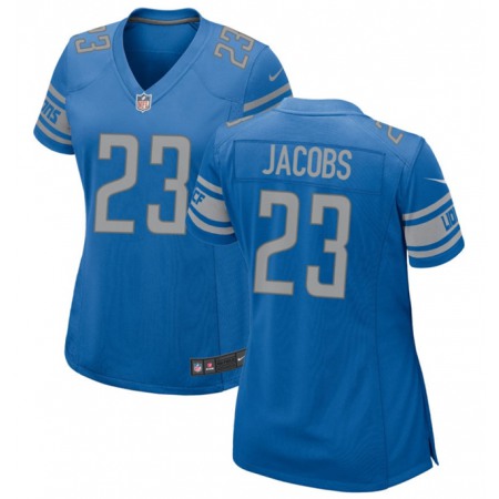 Women's Detroit Lions #23 Jerry Jacobs Blue Stitched Jersey(Run Smaller)
