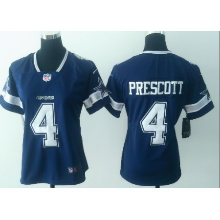 Women's Nike Dallas Cowboys #4 Dak Prescott Navy Blue Untouchable Limited Stitched NFL Jersey