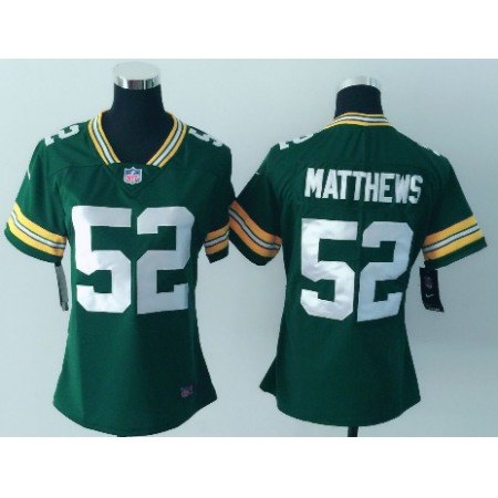 Women's Nike Green Bay Packers #52 Clay Matthews Green Vapor Untouchable Limited Stitched NFL Jersey