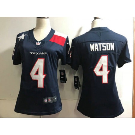 Women's Houston Texans #4 Deshaun Watson Navy Special Edition Stitched NFL Jersey(Run Small)