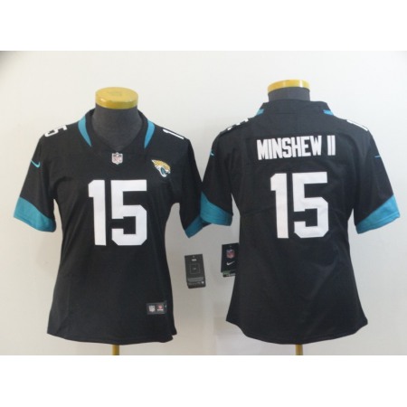 Women's Jacksonville Jaguars #15 Gardner Minshew II Black Vapor Untouchable Stitched NFL Jersey(Run Small)