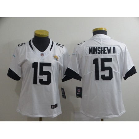 Women's Jacksonville Jaguars #15 Gardner Minshew II White Vapor Untouchable Stitched NFL Jersey(Run Small)