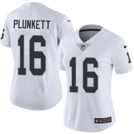 Women's Las Vegas Raiders #16 Jim Plunkett White Vapor Untouchable Limited Stitched Jersey(Run Small)