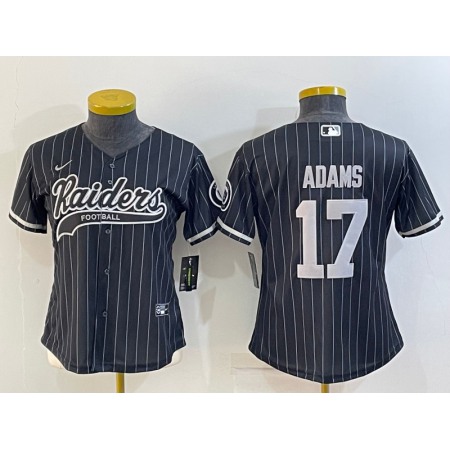 Women's Las Vegas Raiders #17 Davante Adams Black With Patch Cool Base Stitched Baseball Jersey(Run Small)