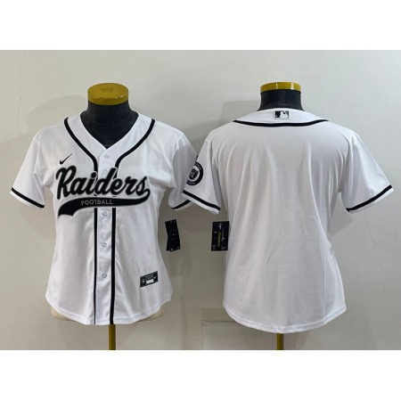 Women's Las Vegas Raiders Blank White With Patch Cool Base Stitched Baseball Jersey(Run Small)