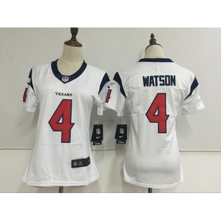 Women's Nike Houston Texans #4 Deshaun Watson White Stitched NFL Vapor Untouchable Limited Jersey