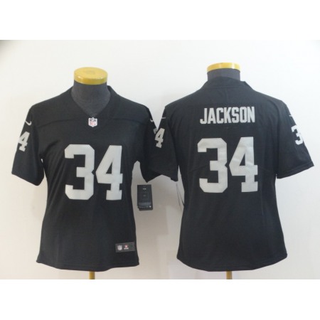 Women's Oakland Raiders #34 Bo Jackson Black Vapor Untouchable Limited Stitched NFL Jersey(Run Small)
