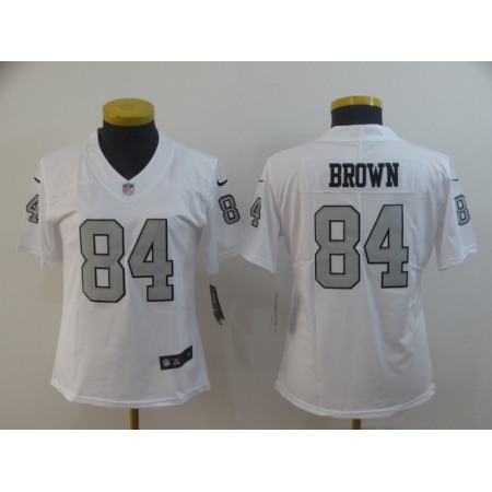 Women's Oakland Raiders #84 Antonio Brown White Limited Rush Stitched NFL Jersey(Run Small)