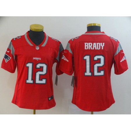 Women's New England Patriots #12 Tom Brady Red Inverted Legend Stitched NFL Jersey(Run Small)