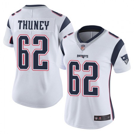 Women's New England Patriots #62 Joe Thuney White Vapor Untouchable Limited Stitched NFL Jersey(Run Small)
