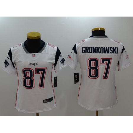 Women's New England Patriots #87 Rob Gronkowski White Vapor Untouchable Limited Stitched NFL Jersey
