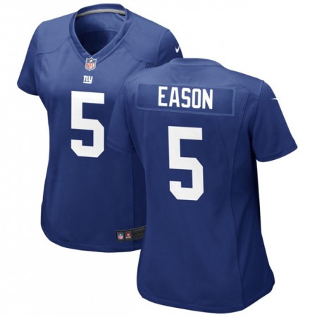 Women's New York Giants #5 Jacob Eason Blue Stitched Jersey(Run Small)