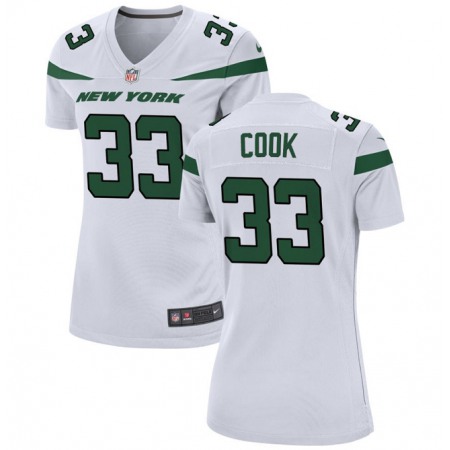 Women's New York Jets #33 Dalvin Cook White Stitched Football Jersey(Run Small)