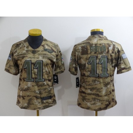 Women's Philadelphia Eagles #11 A. J. Brown Camo Salute To Service Limited Stitched Football Jersey(Run Small)