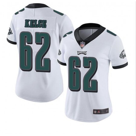 Women's Philadelphia Eagles #62 Jason Kelce White Vapor Untouchable Limited Stitched NFL Jersey(Run Small)