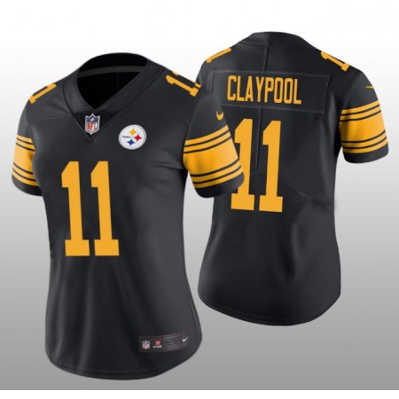 Women's Pittsburgh Steelers #11 Chase Claypool Black Color Rush Limited Stitched NFL Jersey(Run Small)
