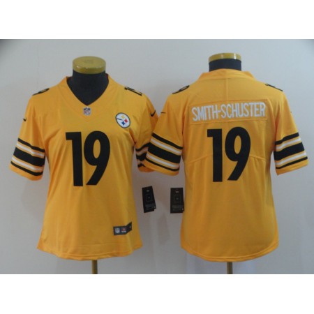Women's Pittsburgh Steelers #19 JuJu Smith-Schuster Gold Inverted Legend Stitched NFL Jersey(Run Small)