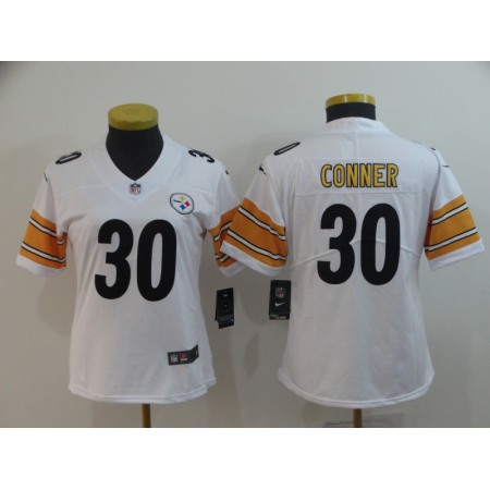 Women's Pittsburgh Steelers #30 James Conner White Vapor Untouchable Limited Stitched NFL Jersey