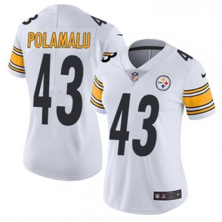 Women's Pittsburgh Steelers #43 Troy Polamalu White Vapor Untouchable Limited Stitched NFL Jersey(Run Small)