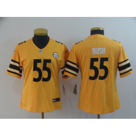 Women's Pittsburgh Steelers #55 Devin Bush Gold Inverted Legend Stitched NFL Jersey(Run Small)