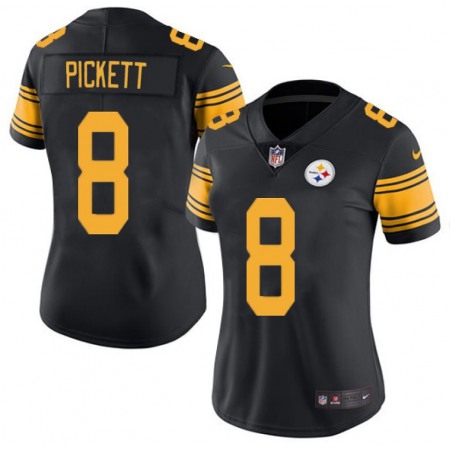 Women's Pittsburgh Steelers #8 Kenny Pickett Black Color Rush Limited Stitched Jersey(Run Small)