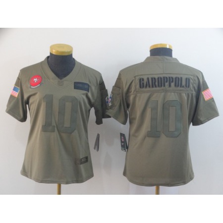 Women's NFL San Francisco 49ers #10 Jimmy Garoppolo 2019 Camo Salute To Service Stitched Jersey(Run Small)