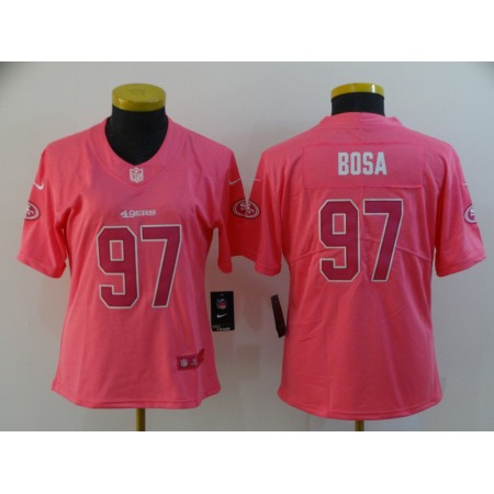 Women's NFL San Francisco 49ers #97 Nick Bosa Pink Vapor Untouchable Limited Stitched Jersey(Run Small)