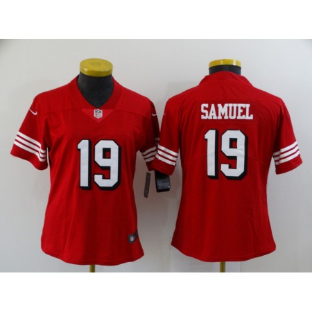 Women's San Francisco 49ers #19 Deebo Samuel Red Stitched Jersey(Run Small)