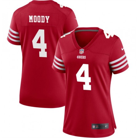 Women's San Francisco 49ers #4 Jake Moody Red Stitched Jersey(Run Small)
