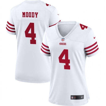 Women's San Francisco 49ers #4 Jake Moody White Stitched Jersey(Run Small)