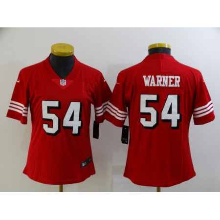 Women's San Francisco 49ers #54 Fred Warner Red Stitched Jersey(Run Small)