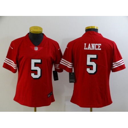 Women's San Francisco 49ers #5 Trey Lance Red Stitched Jersey(Run Small)