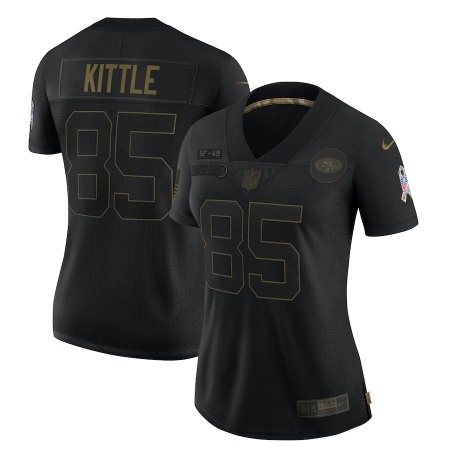 Women's San Francisco 49ers #85 George Kittle Black Salute To Service Limited Stitched Jersey(Run Small)