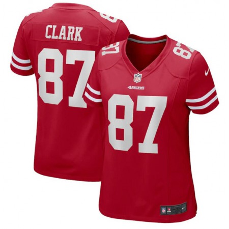 Women's San Francisco 49ers #87 Dwight Clark Red Stitched Jersey(Run Small)