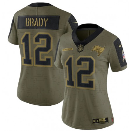 Women's Tampa Bay Buccaneers #12 Tom Brady 2021 Olive Salute To Service Limited Stitched Jersey(Run Small)