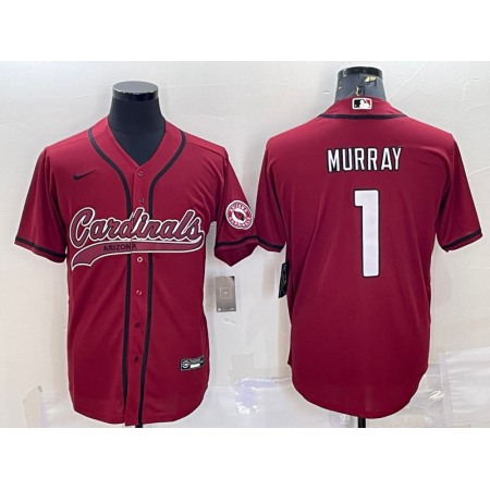 Men's Arizona Cardinals #1 Kyler Murray Red With Patch Cool Base Stitched Baseball Jersey