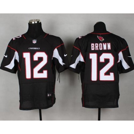 Nike Cardinals #12 John Brown Black Alternate Men's Stitched NFL Elite Jersey