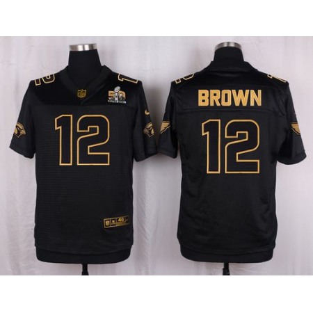 Nike Cardinals #12 John Brown Black Pro Line Gold Collection Men's Stitched NFL Elite Jersey