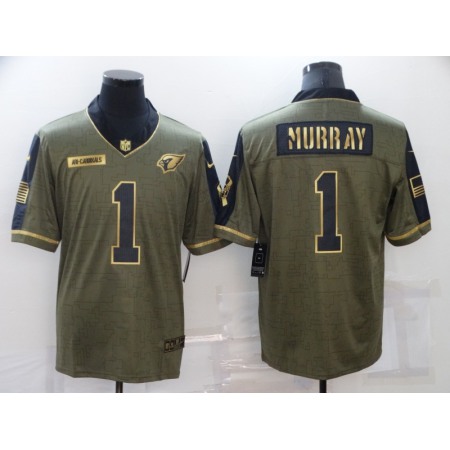 Men's Arizona Cardinals #1 Kyler Murray 2021 Olive Golden Salute To Service Limited Stitched Jersey