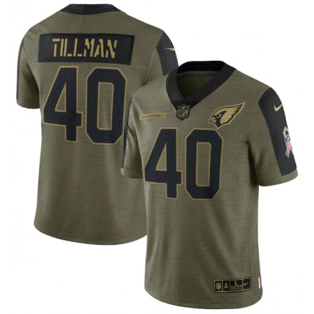 Men's Arizona Cardinals #40 Pat Tillman 2021 Olive Salute To Service Limited Stitched Jersey