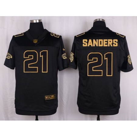 Nike Falcons #21 Deion Sanders Black Men's Stitched NFL Elite Pro Line Gold Collection Jersey