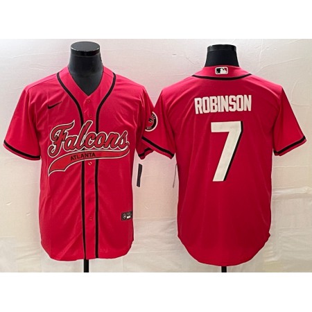 Men's Atlanta Falcons #7 Bijan Robinson Red With Patch Cool Base Stitched Baseball Jersey