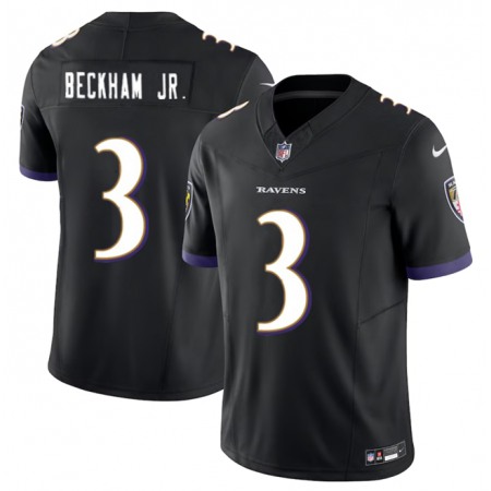Men's Baltimore Ravens #3 Odell Beckham Jr. Black 2023 F.U.S.E. Vapor Untouchable Stitched Football Jersey