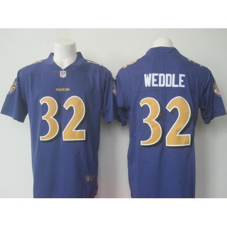 Men's Baltimore Ravens #32 Eric Weddle Purple Limited Rush NFL Jersey