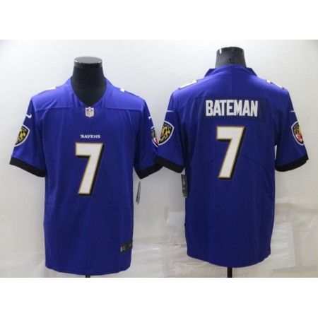 Men's Baltimore Ravens #7 Rashod Bateman Purple Vapor Untouchable Limited Stitched Jersey