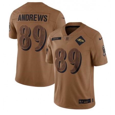 Men's Baltimore Ravens #89 Mark Andrews 2023 Brown Salute To Service Limited Stitched Football Jersey